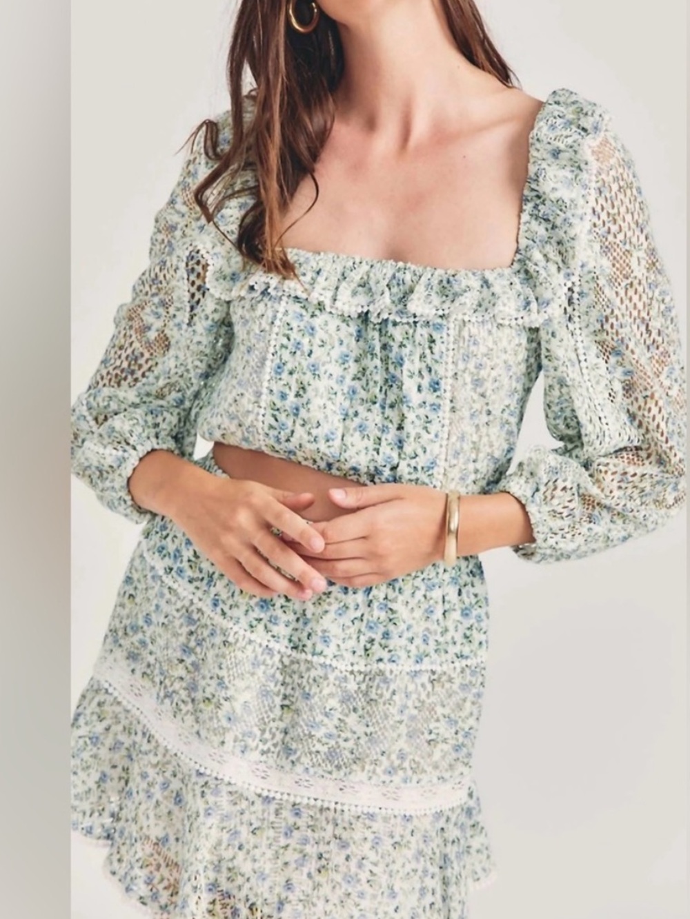 LoveShackFancy Dorabella Top Diamond Skirt Set